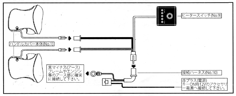 KN企画 ハンドルウォーマーカバー KN-HC-01 配線図